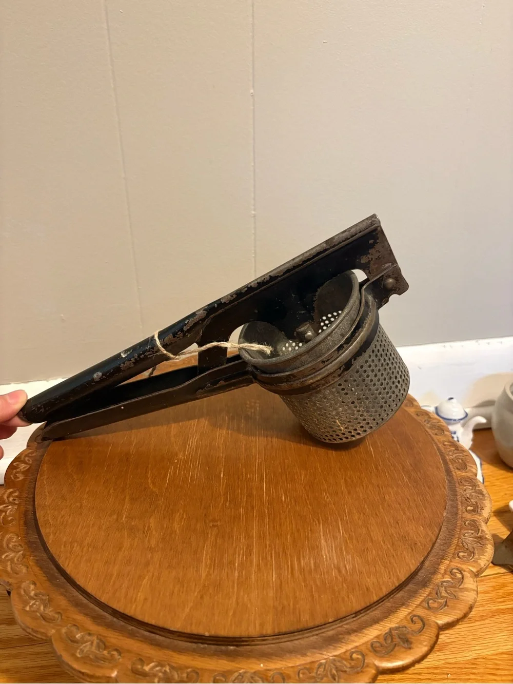 Black Metal Potato Ricer / Food Press - vintage